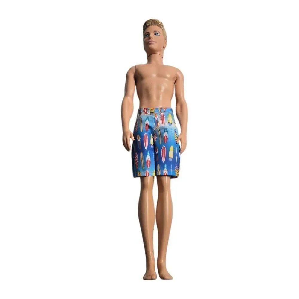 Ken Barbie Mattel Doll 2012 molded hair swimsuits Brunette EUC C383G